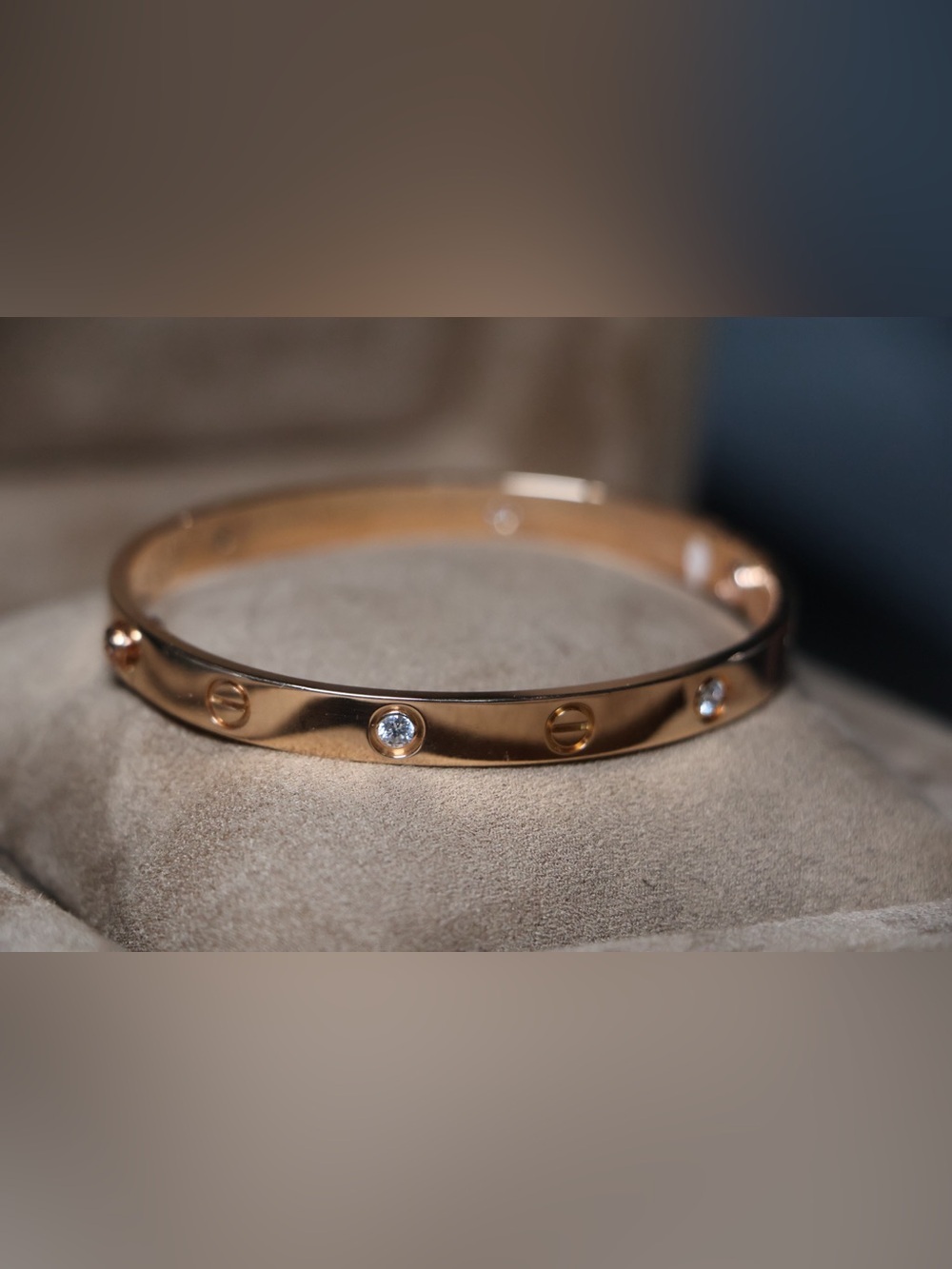 Cartier Rose Gold Love Bracelet, Classic Model, 4 Diamonds - Picture 3 of 12